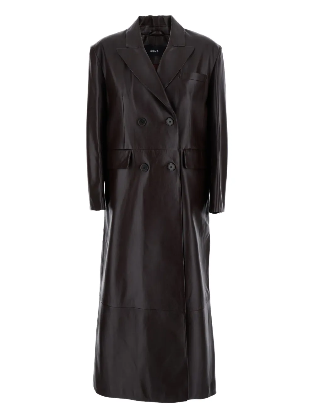 

Двубортное пальто с клапанами на карманах Arma, коричневый