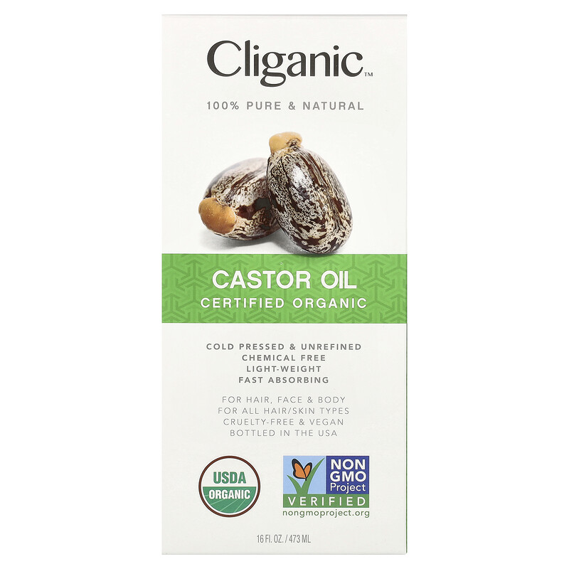 Cliganic, 100% чистое и натуральное, органическое касторовое масло, 473 мл (16 жидк. унц.) — фото 2