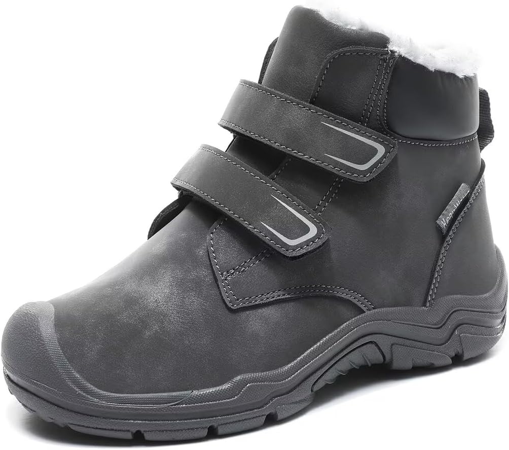 

Детские зимние сапоги для мальчиков и девочек, водоотталкивающие, с утеплителем, для снега, прогулок и походов в холодную погоду Zonkacen, Grey