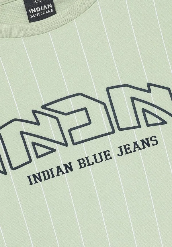 Футболка свободного кроя в полоску Indian Blue Jeans, Laurel Green — фото 3