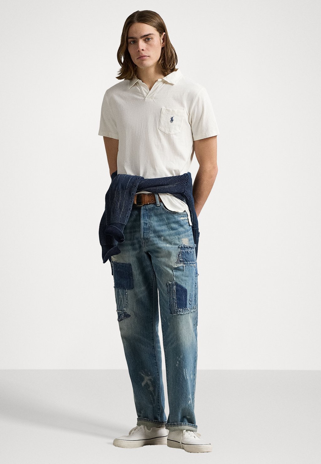 Футболка с принтом STANDARD FIT COTTON LINEN POLO SHIRT Polo Ralph Lauren, кремовый — фото 2