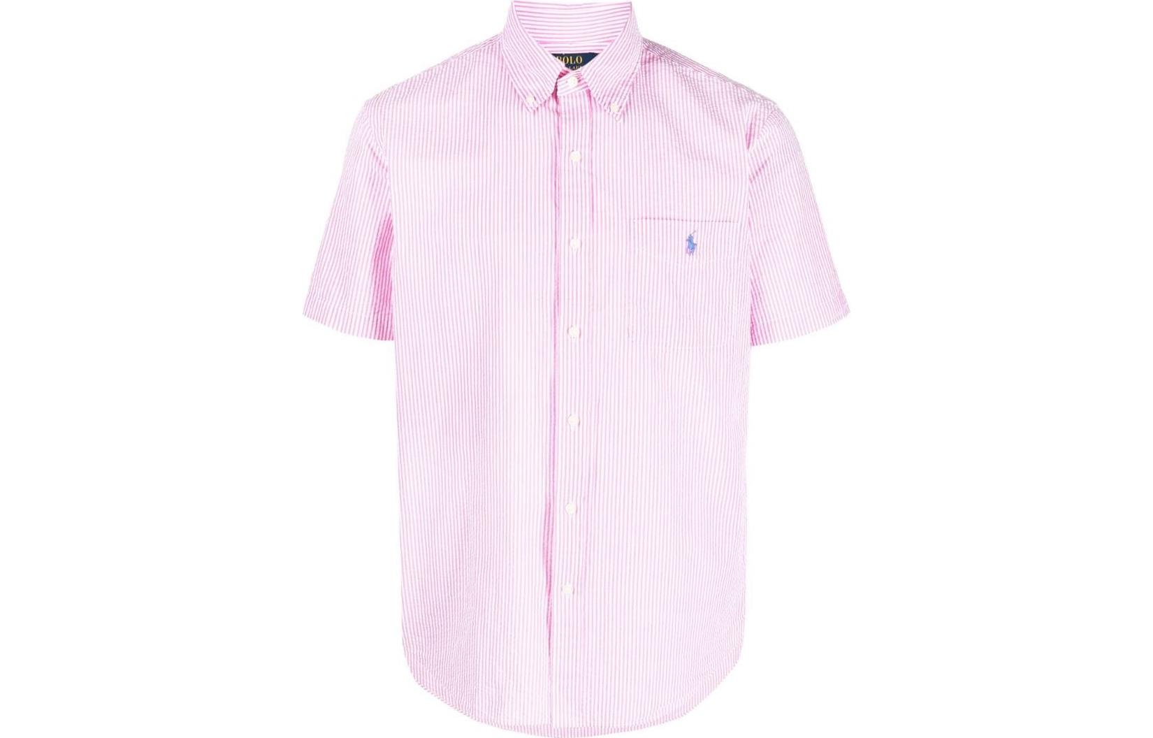 

Полосатая рубашка с вышитым логотипом Polo Ralph Lauren, розовый