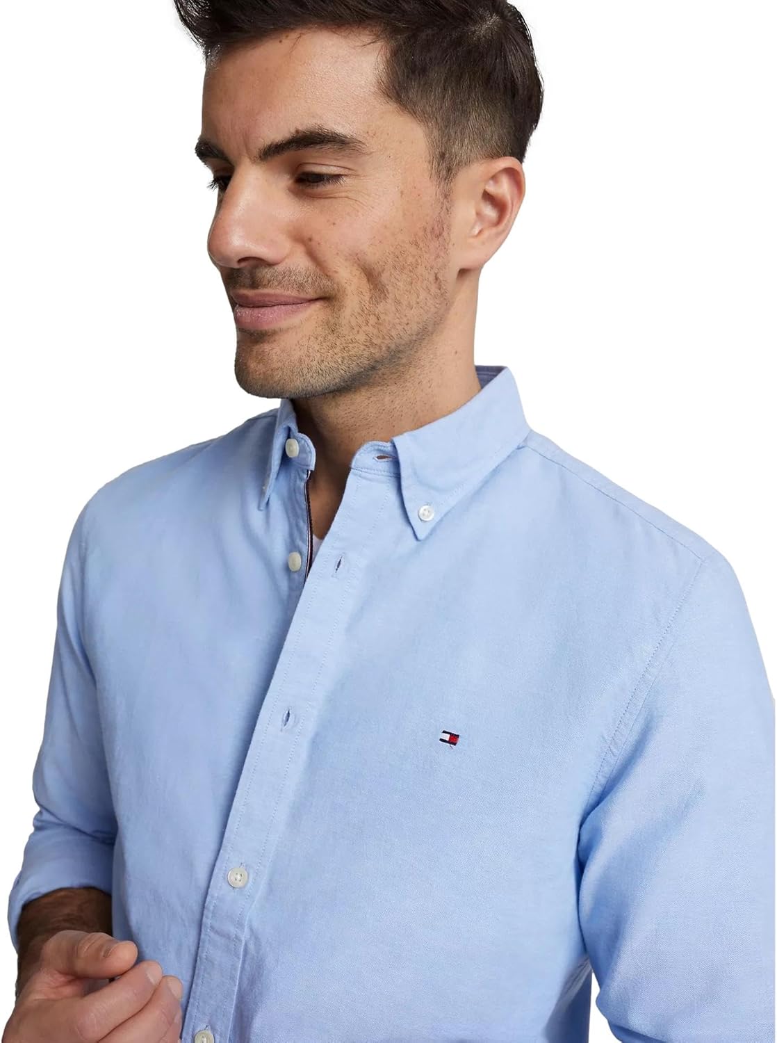 Рубашка Tommy Hilfiger Signature Long Sleeve Casual Button Down, прованский синий — фото 3