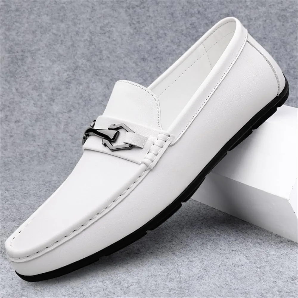 Мужские повседневные туфли-лоферы Loafer Premium из натуральной кожи, без шнурков, для вождения, легкие, дышащие, мягкие Abborora, белый — фото 4