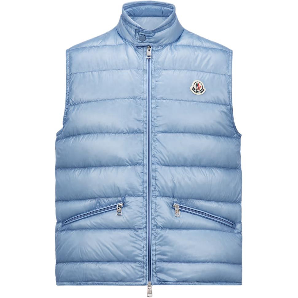 

Moncler Упаковываемая стёганая безрукавка на молнии, Light Blue