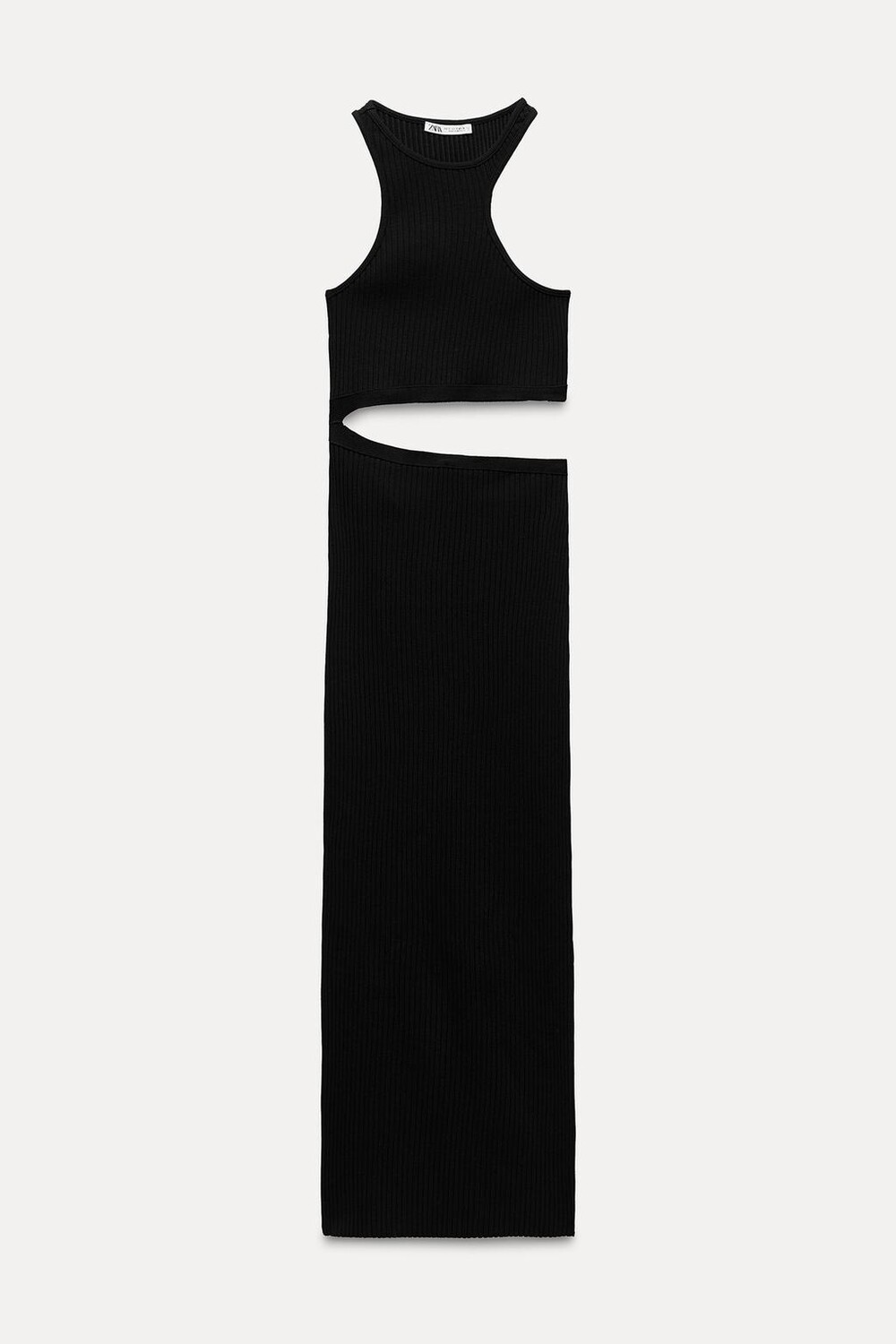 

Платье в рубчик с вырезом ZARA, черный