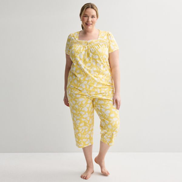 

Пижамный комплект из топа и брюк больших размеров Croft & Barrow, цвет two tone lemon