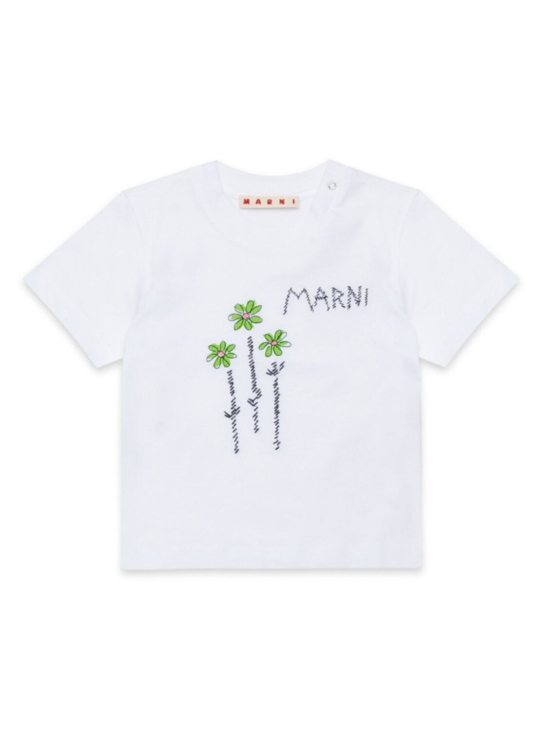 

Marni Kids футболка с цветочной вышивкой, белый