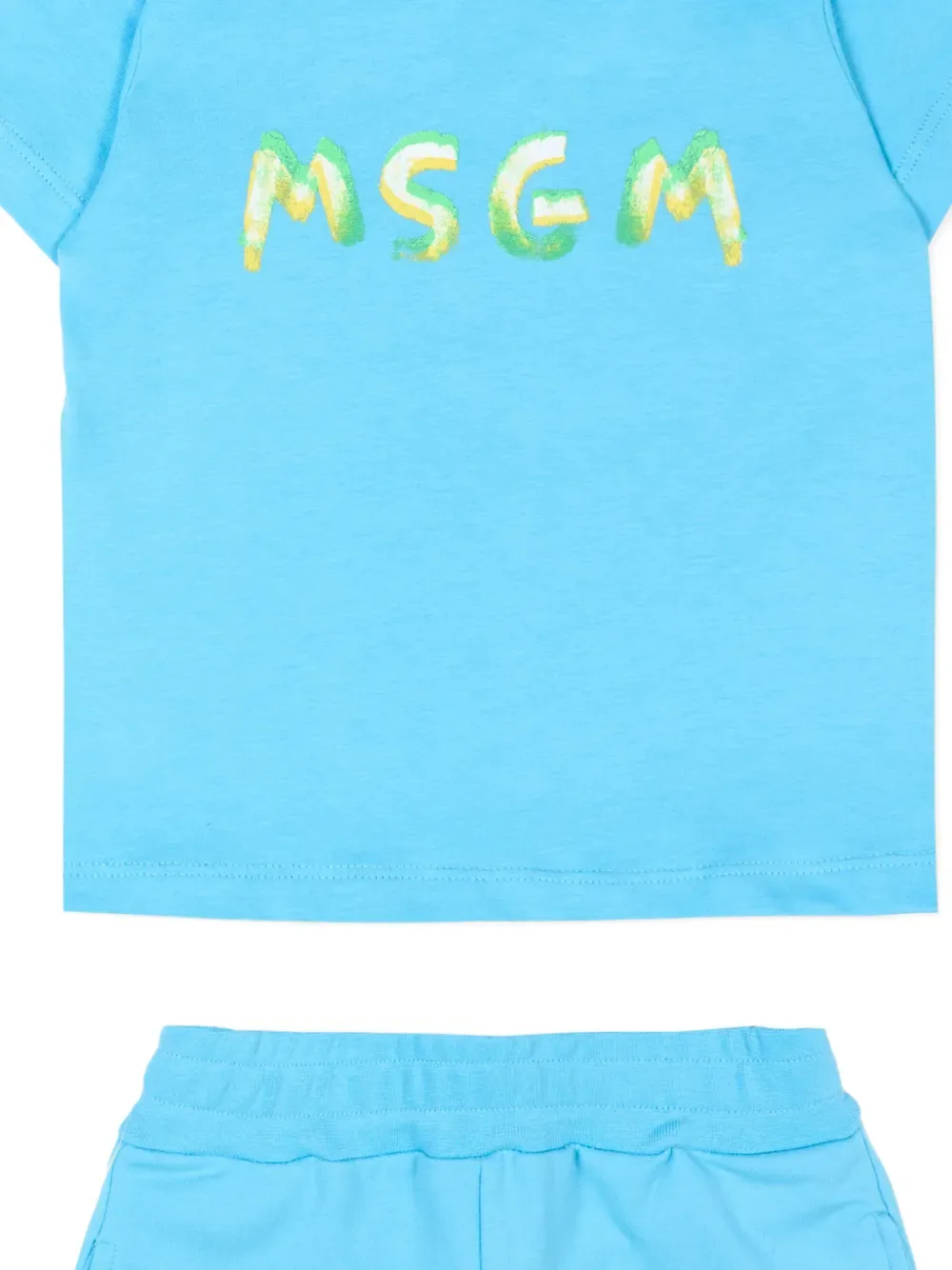 Комплект из футболки и шорт с логотипом MSGM Kids, синий — фото 3