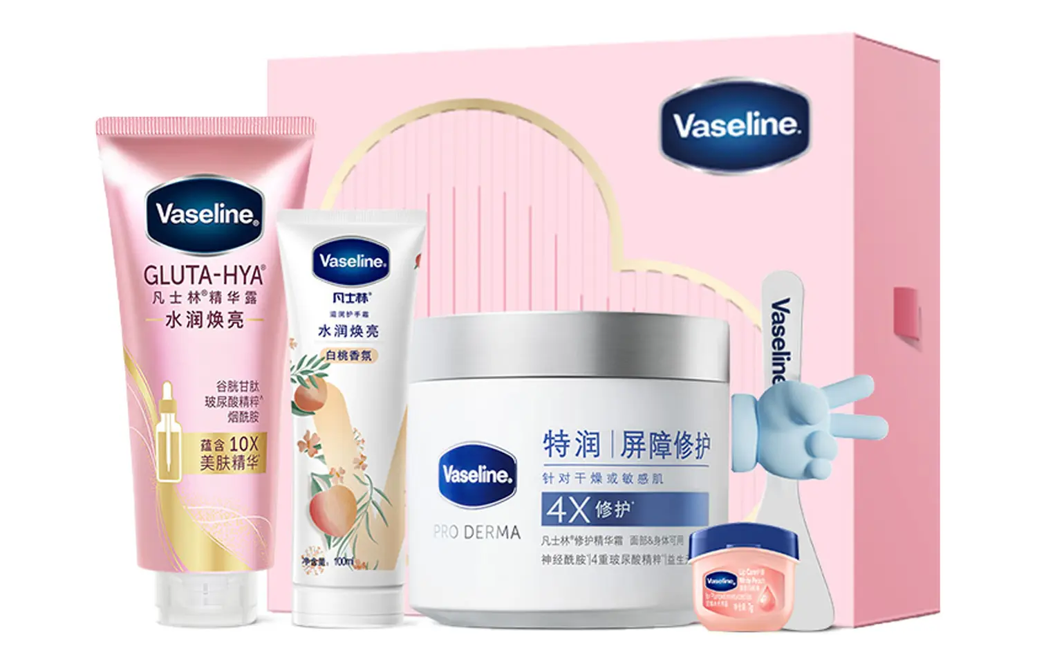 Набор для ухода за кожей Brightening Gentle Hydrating Care Kits, успокаивающий, с ароматическим эффектом, 5 предметов Vaseline, four-piece set — фото 2
