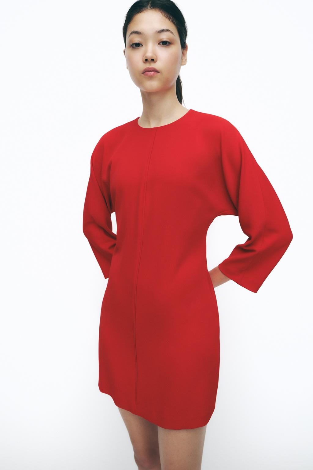 

Мини-платье из крепа ZARA, красный