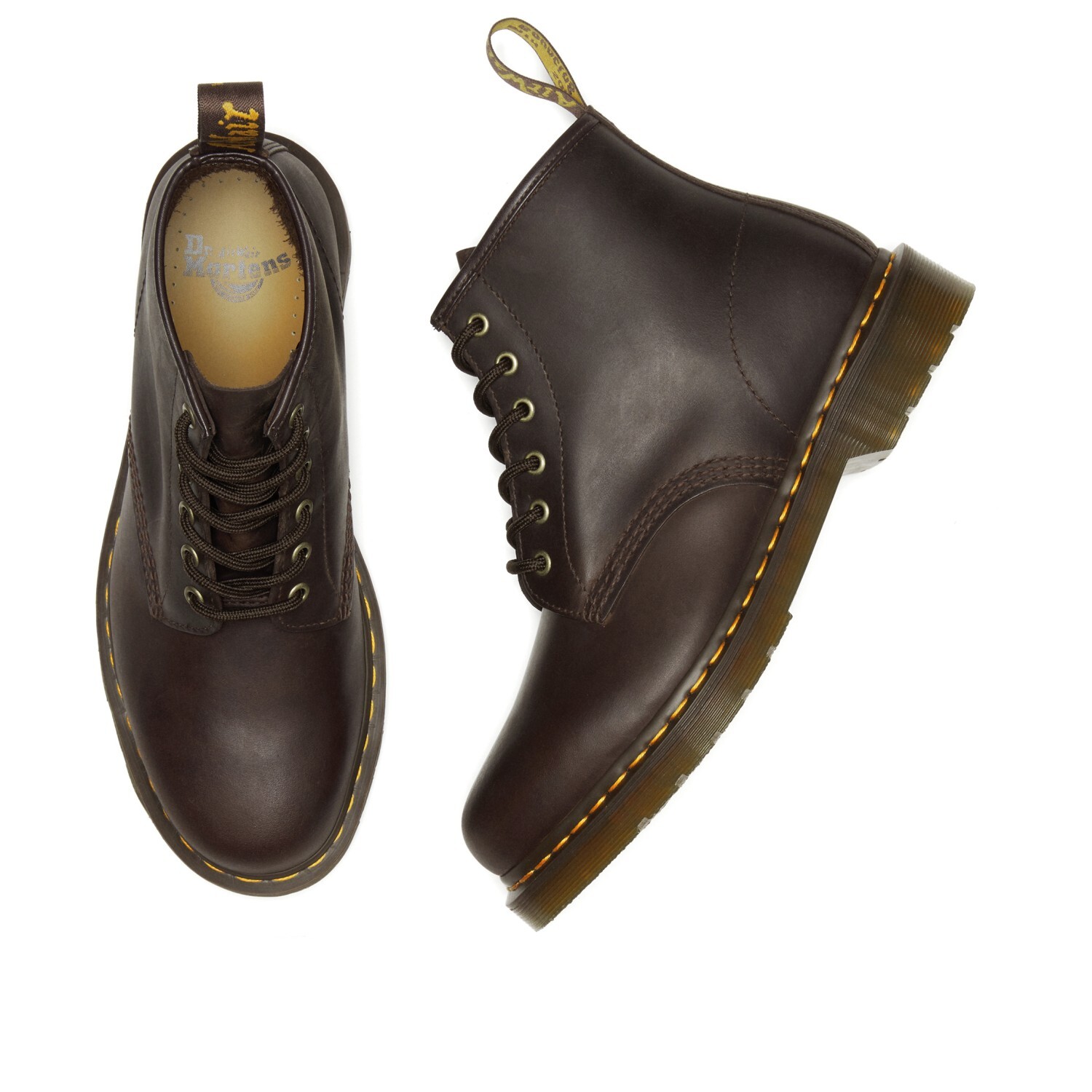 Мужские ботинки Dr Martens  Crazy Horse на шнуровке кожаные, темно-коричневый — фото 4