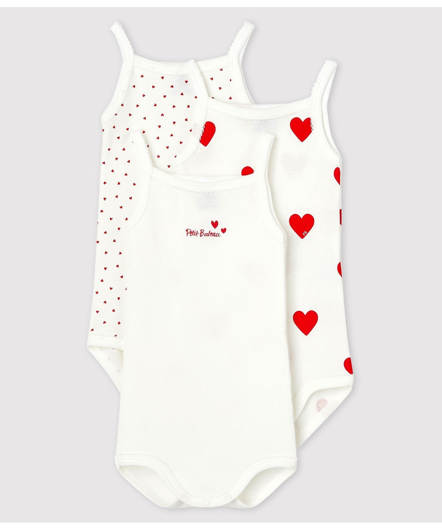 Комплект из 3 боди с принтом в виде сердечек PETIT BATEAU, Color 1