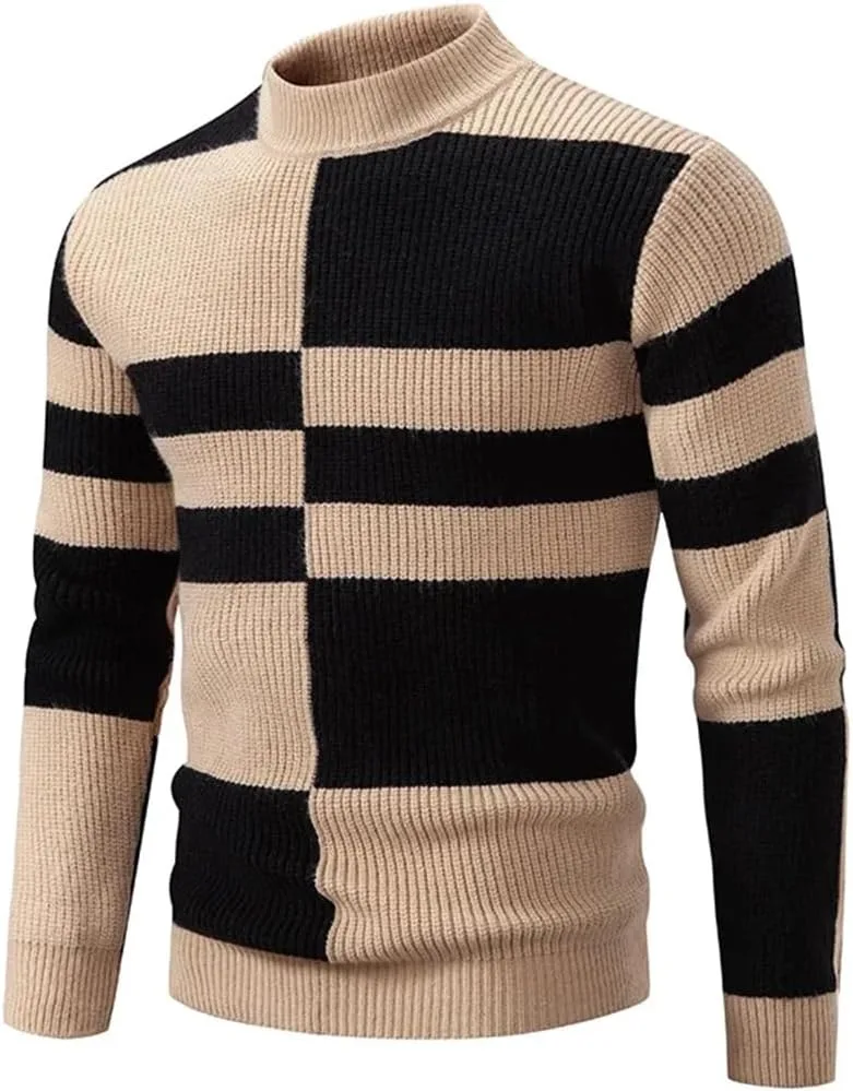 

Мужской свитер с горизонтальной полосой и воротником-стойкой Fnfmrfmr