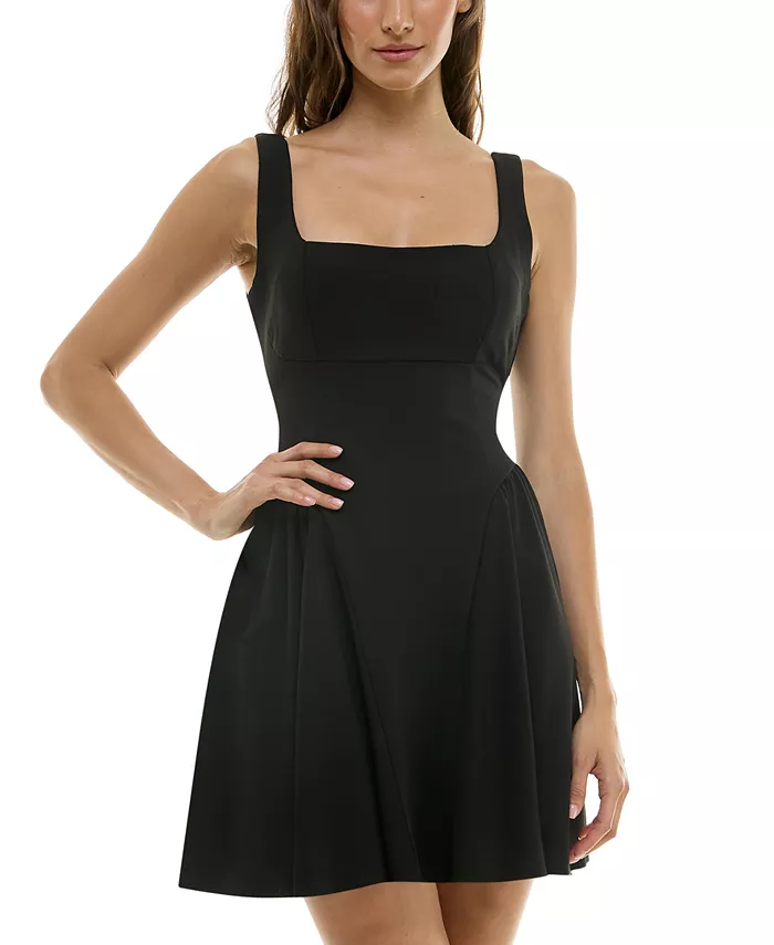 

Прямое платье-футляр с расклешенной юбкой из крепа и неопрена для девушек Emerald Sundae, черный