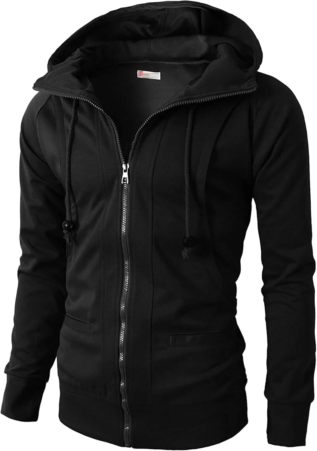 Мужская повседневная худи с жаккардом и молнией, slim fit, хлопок