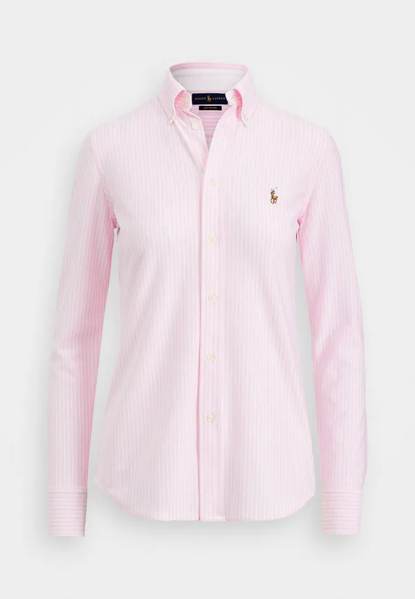 Полосатая рубашка-оксфорд, блузка на пуговицах Polo Ralph Lauren, Carmel Pink/White — фото 4