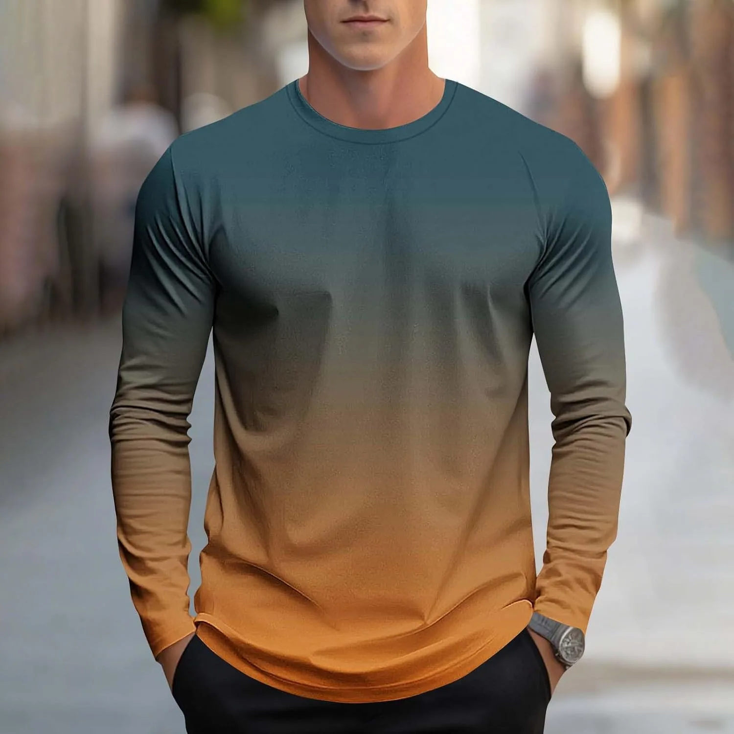 Мужская рубашка с градиентом Casual Long Sleeve — фото 2