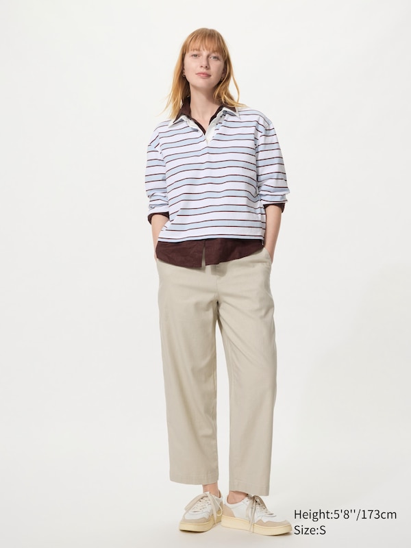 

Зауженные брюки из льна и хлопка Uniqlo, 32 beige