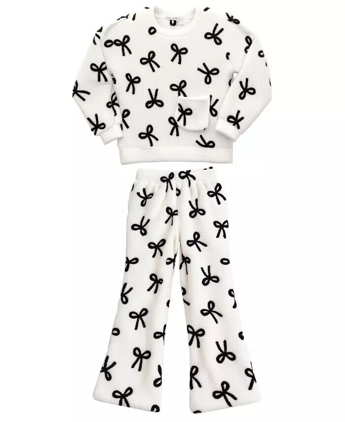 

Мягкая толстовка и джоггеры с бантиками для маленьких девочек, комплект из 2 предметов Kate Mack, белый