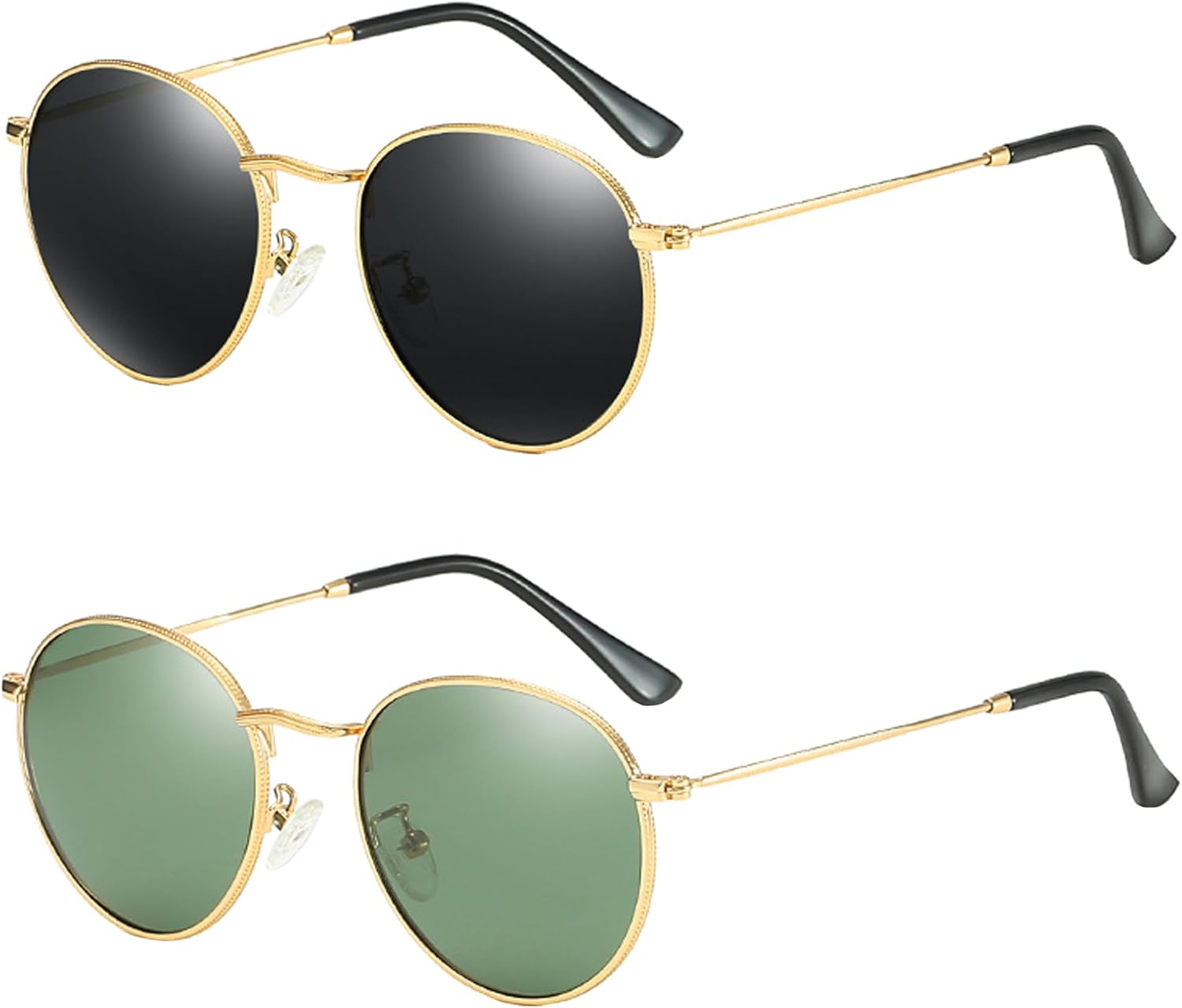 

Небольшие круглые поляризованные солнцезащитные очки для женщин и мужчин, классический ретро-стиль, круглая металлическая оправа, защита от УФ-излучения Teumire, P2 Gold/Grey+gold/G15