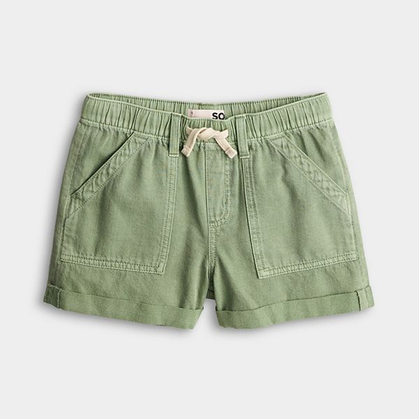 

Джинсовые шорты для девочек 6-20 лет с кулиской и поясом на резинке в размерах regular и plus So, Malyn Olive