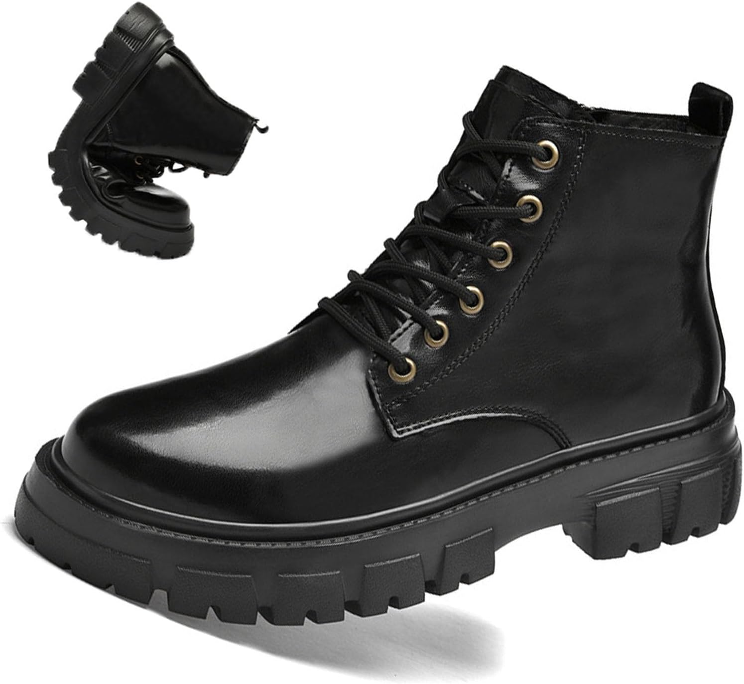 

Мужские ботинки NENGMAON из натуральной кожи с высоким каблуком-платформой, боковой молнией, черный