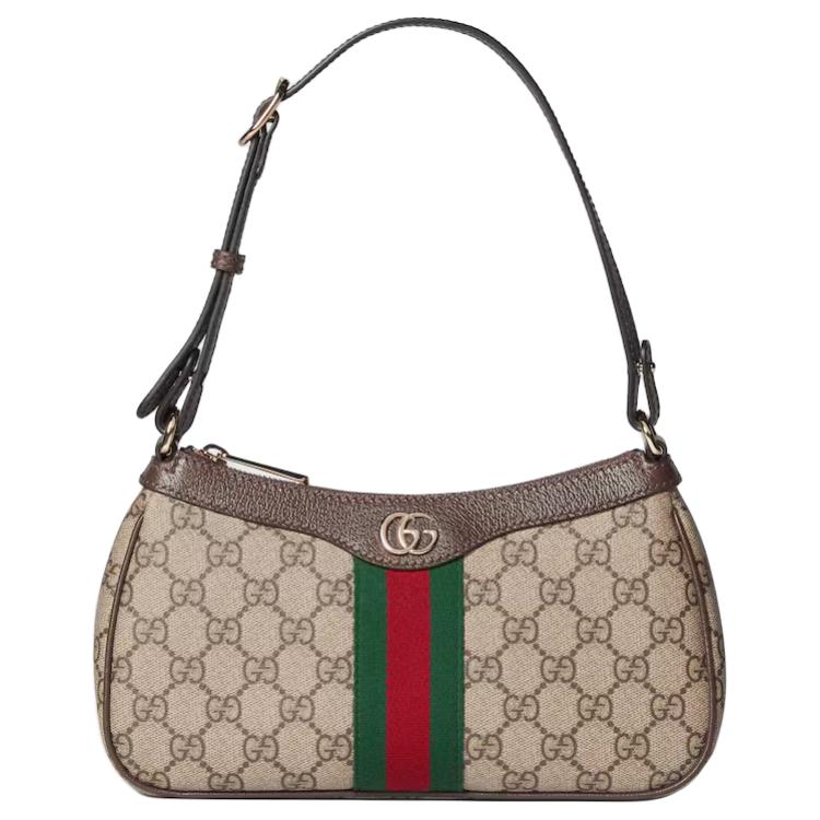 

GUCCI Маленькая холщовая наплечная сумка унисекс бежево-коричневая