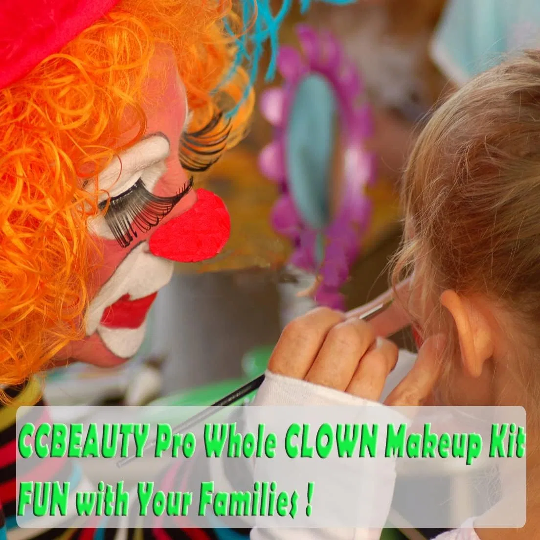 Набор для грима CCbeauty: белая, черная, красная краска с носом клоуна и кистью Ccbeauty — фото 4