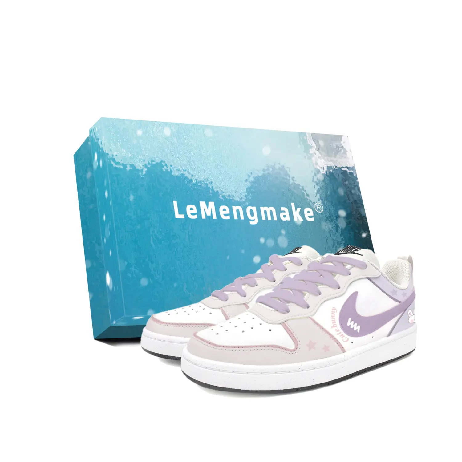 

Nike Court Borough Nebula Bunny Language Abrasion Resistant низкие детские скейтбординг кроссовки White