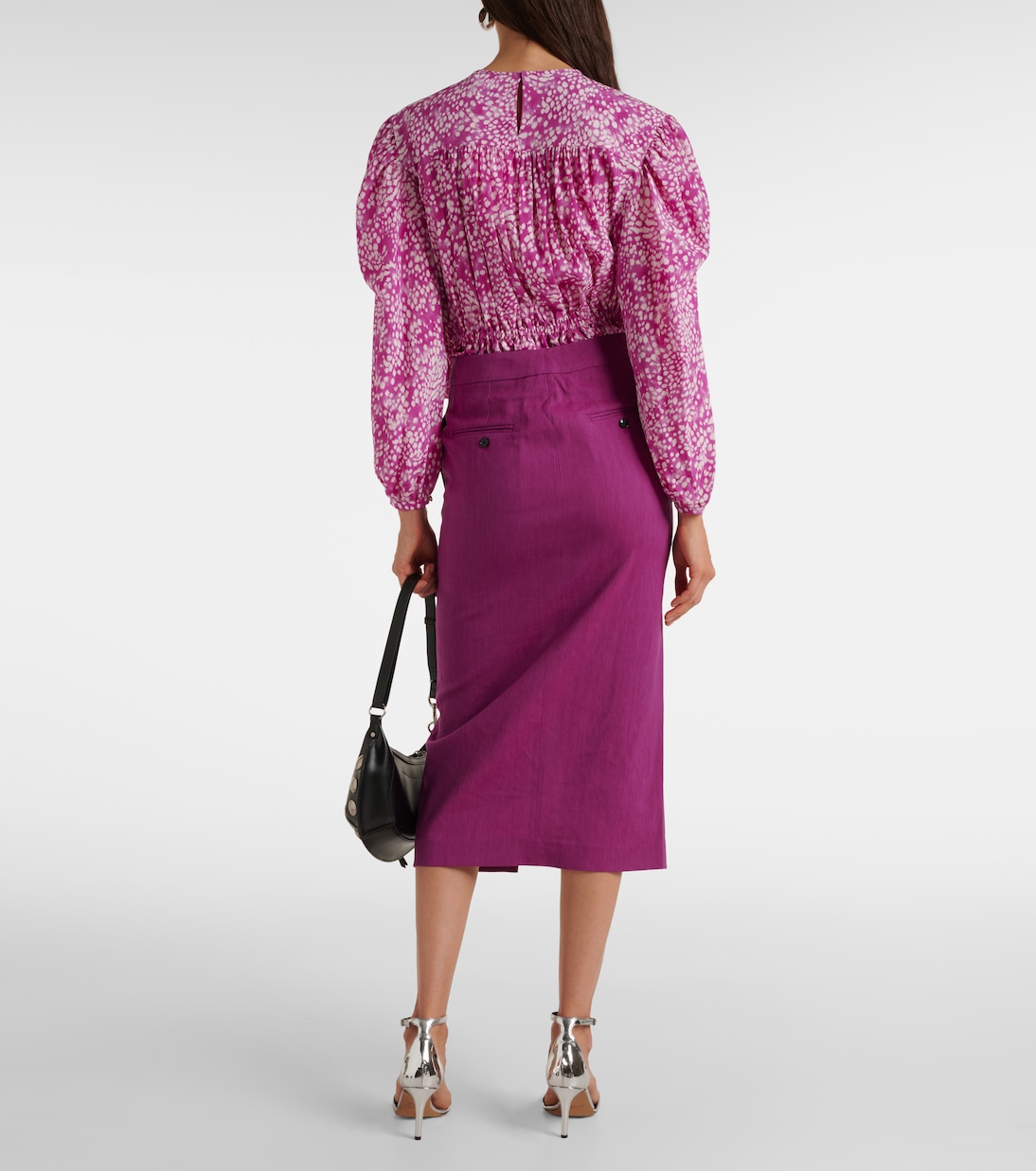 Юбка миди Dixina из смесовой льняной ткани Isabel Marant, Orchid — фото 3