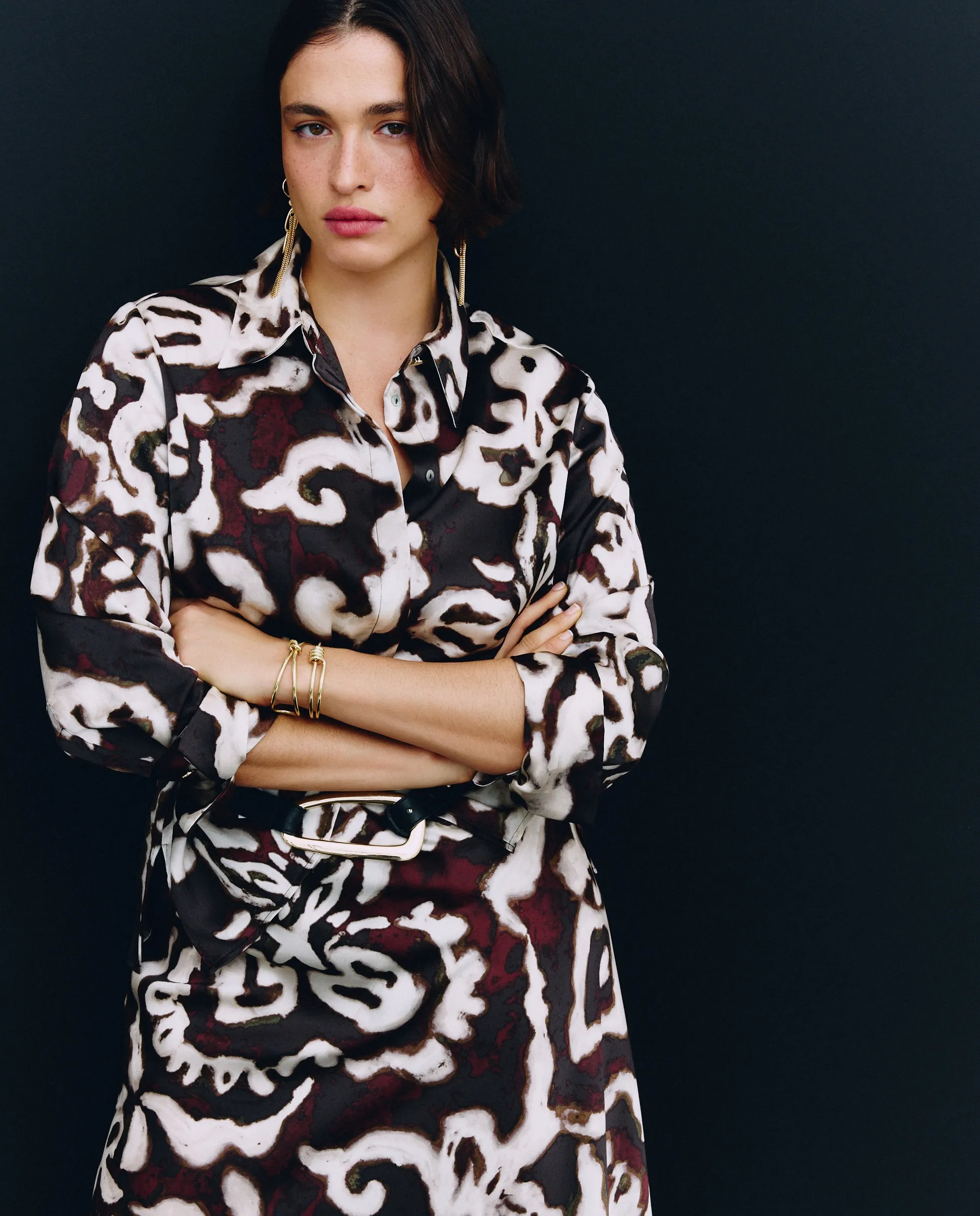 

Женская рубашка из сатина с принтом Couchel, коричневый