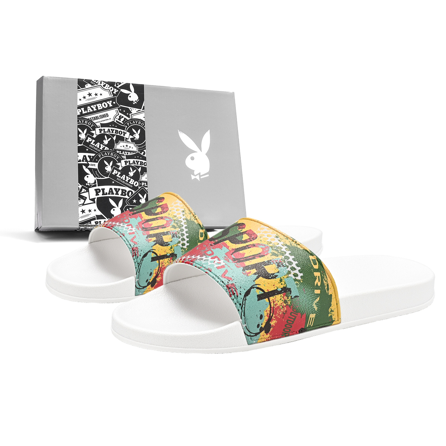 

Playboy Слайдеры унисекс черные, цвет Black