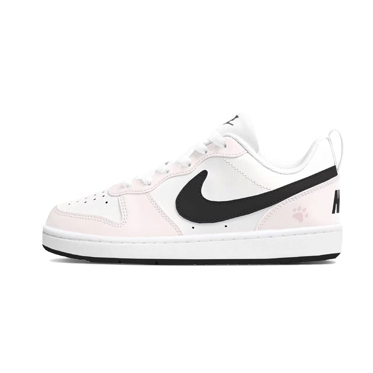 Кроссовки детские для скейтбординга Court Borough Sweet Pink Cat Paw, низкий профиль, из искусственной кожи с амортизацией, износостойкие Nike — фото 3