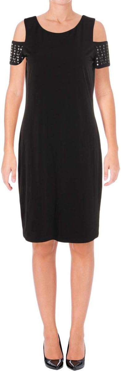 

Женское платье Calvin Klein с открытыми плечами и рукавами, украшенными заклепками, Black