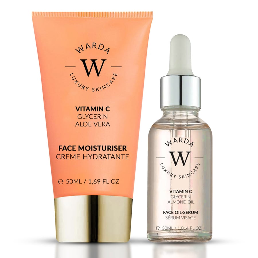 

УВЛАЖНЯЮЩИЙ КРЕМ ДЛЯ ЛИЦА SKIN GLOW BOOST С ВИТАМИНОМ С 50 мл + СЫВОРОТКА-МАСЛО ДЛЯ ЛИЦА VITAMIN C GLOW BOOST 30 мл Warda
