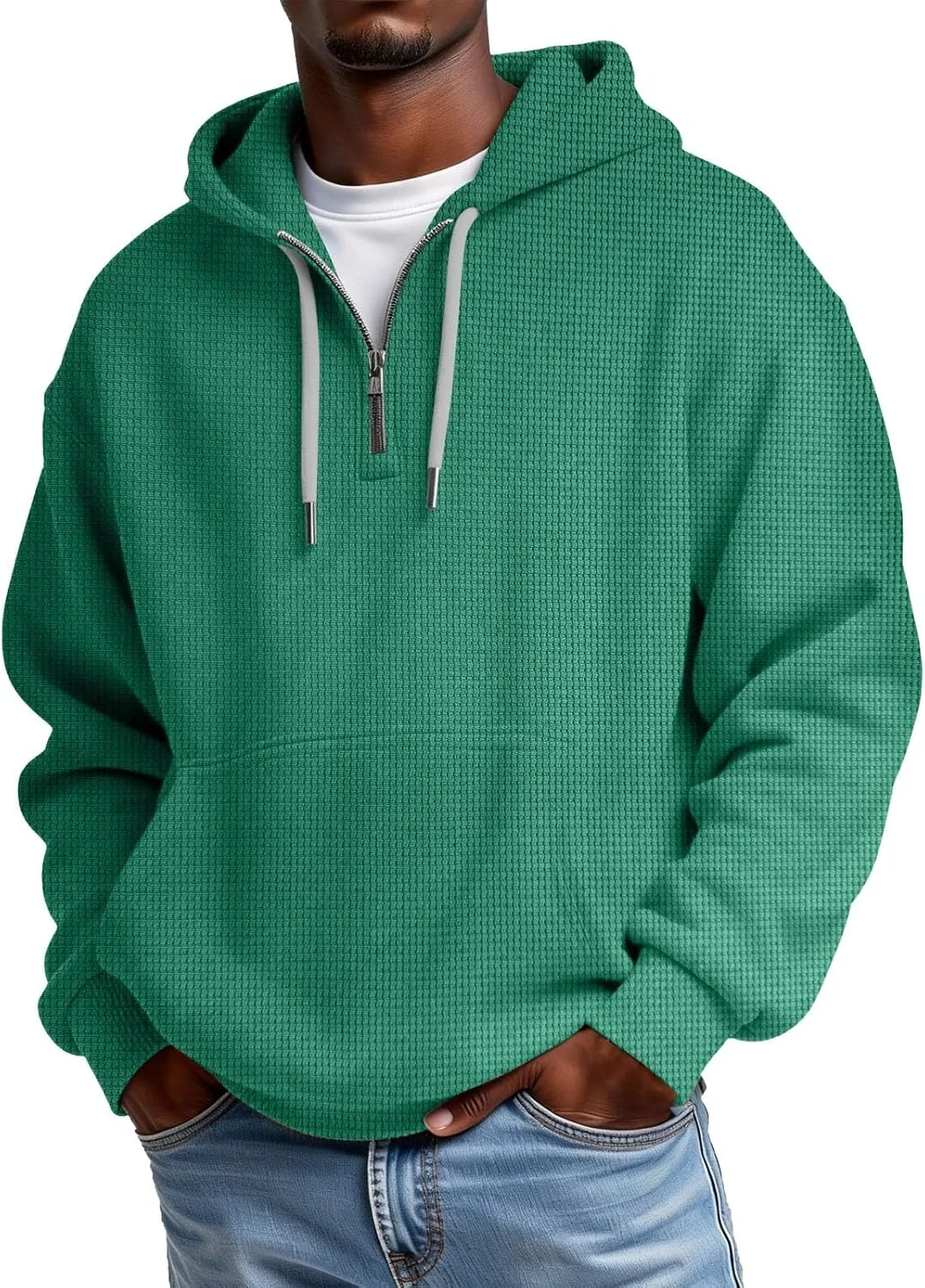 

Мужской оверсайз худи с четвертью молнии Mokaloha, длинный рукав, карманы