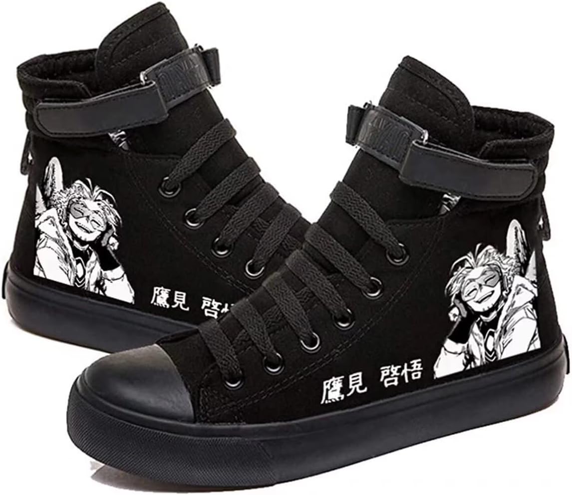 

Кроссовки аниме MHA унисекс из канвы, высокие на шнуровке, Бакуго Кацуки, Тодороки Схото, Хоукс, Даби Acefast Inc, черный