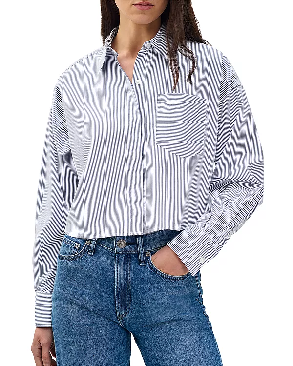 

Укороченная полосатая рубашка Marin Rag & Bone, синий