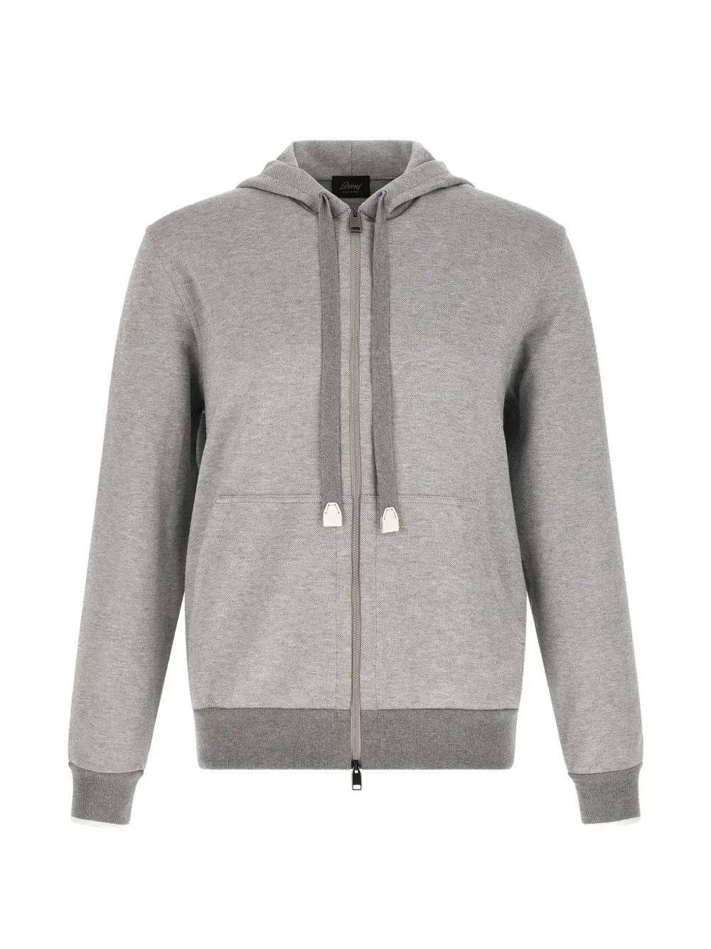 

Худи с вышивкой логотипа из пике Brioni, серый