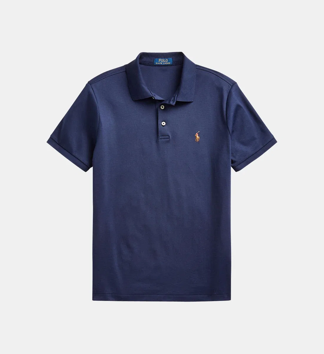 Фирменное поло из хлопкового пике, приталенного кроя POLO RALPH LAUREN, синий — фото 2