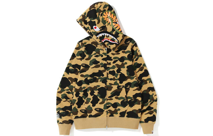 BAPE 1st Camo Shark Толстовка с капюшоном на молнии FW22 A Bathing Ape, зеленый — фото 4