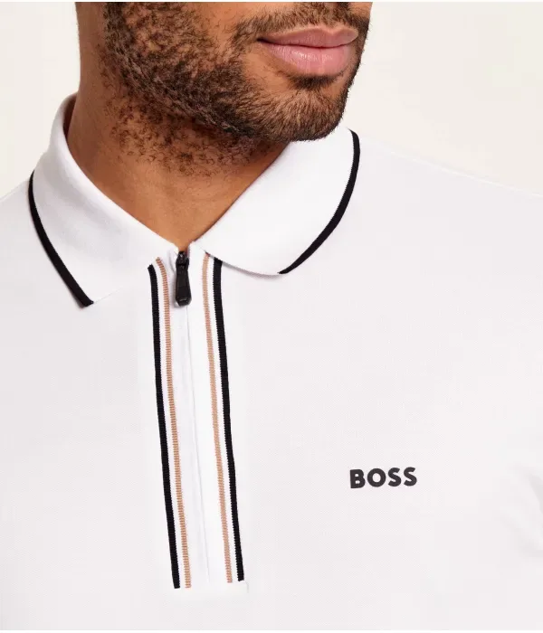 Поло Philix GOC slim fit Boss Green, белый — фото 4