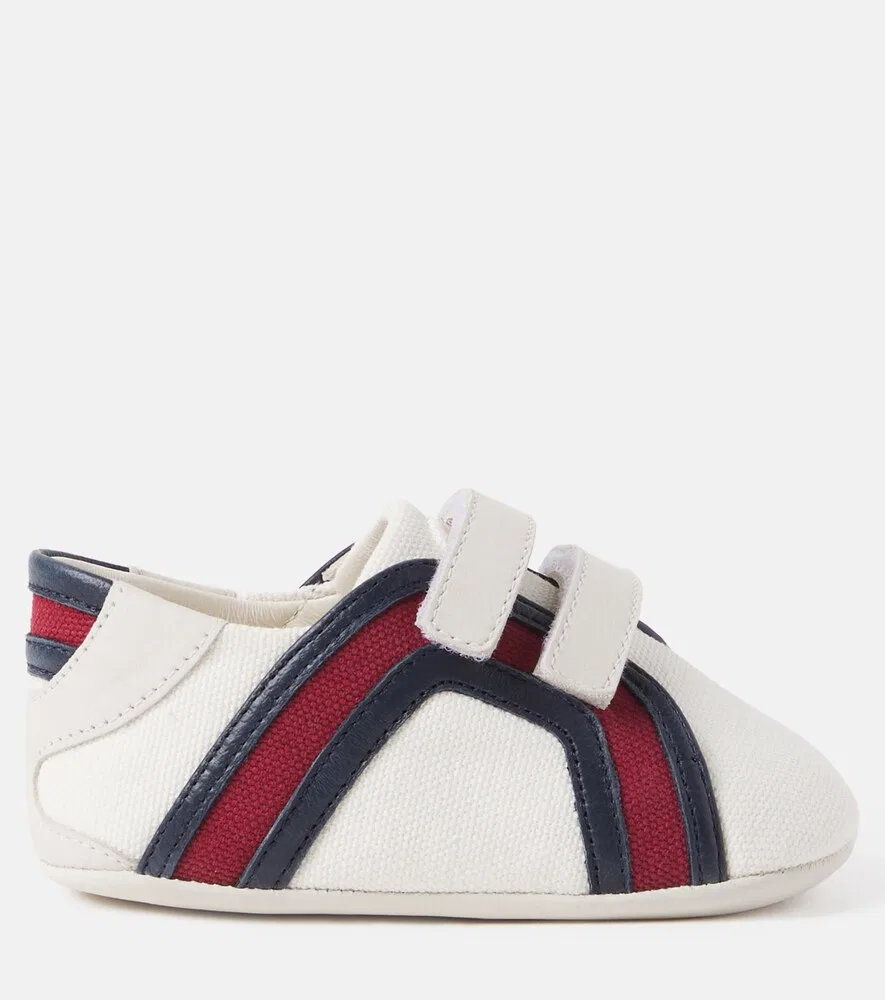 Детские кеды из парусины с замшевой отделкой Gucci Kids, белый — фото 4