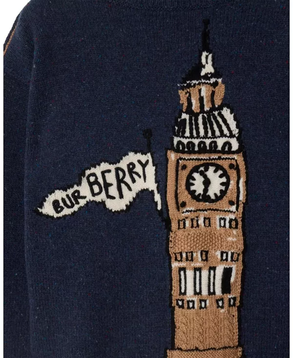 Шерстяной свитер Big Ben для мальчиков - для малышей и для взрослых. Burberry, синий — фото 3