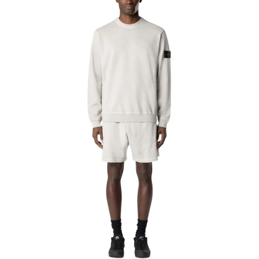 Свитшот с логотипом Stone Island Pearl Gray — фото 4