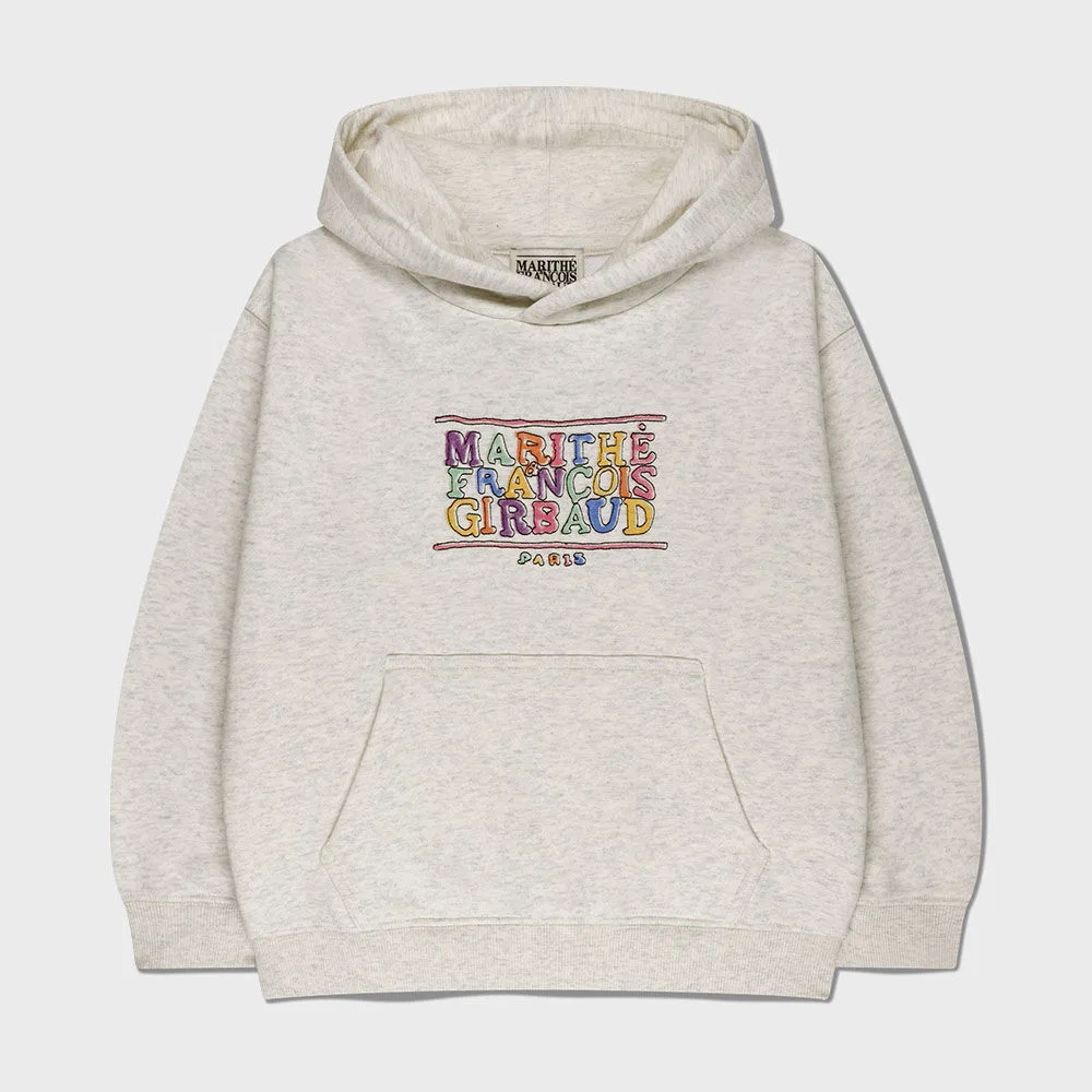Детское худи с начёсом Doodle Classic Logo, овсяное, от Marithé Kids — фото 2