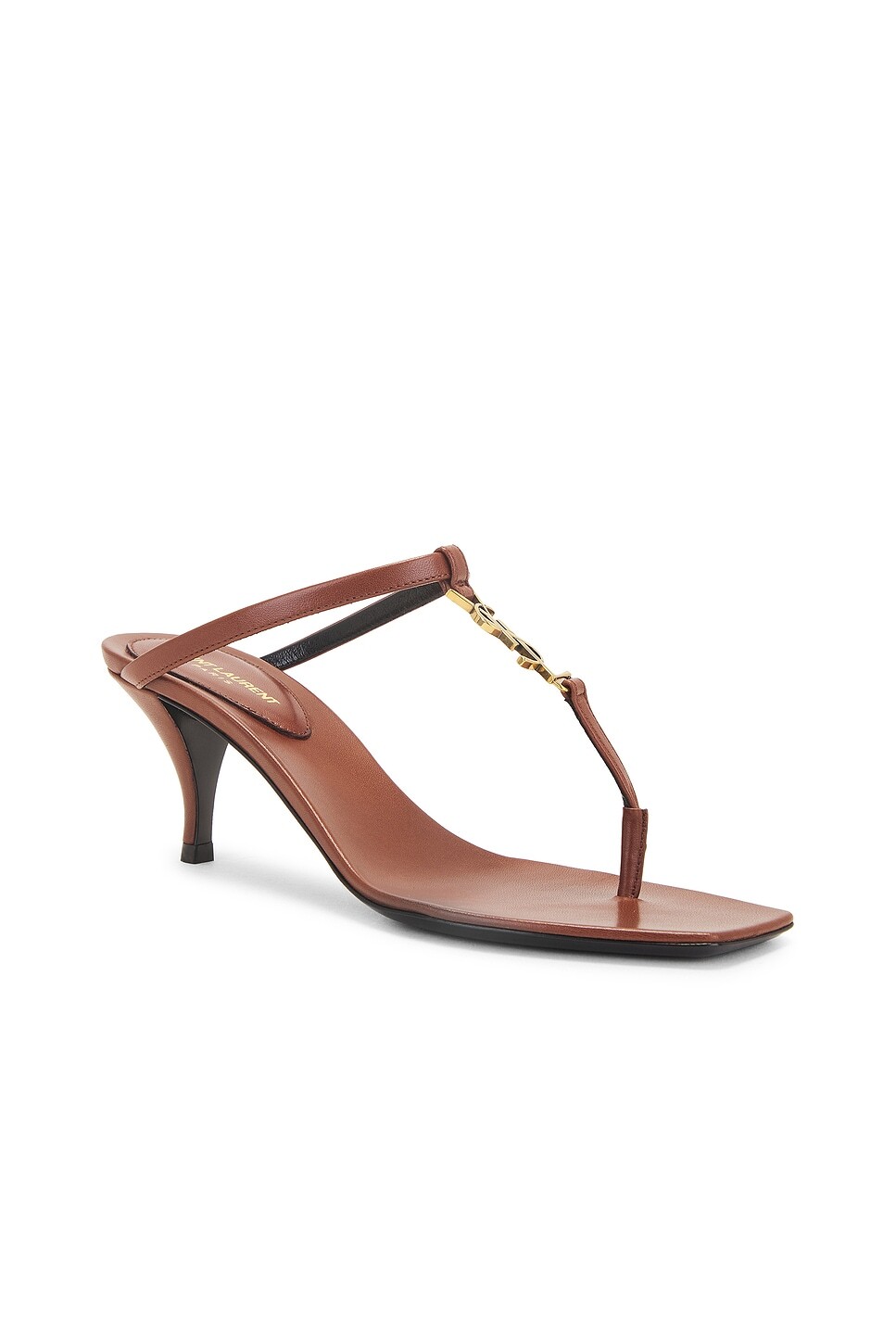 Женские сандалии Cassandra Sandal Saint Laurent, цвет Aesthetic Brown — фото 2