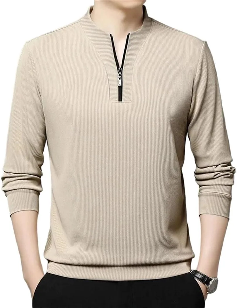 

Мужская футболка с полумолнией и длинным рукавом