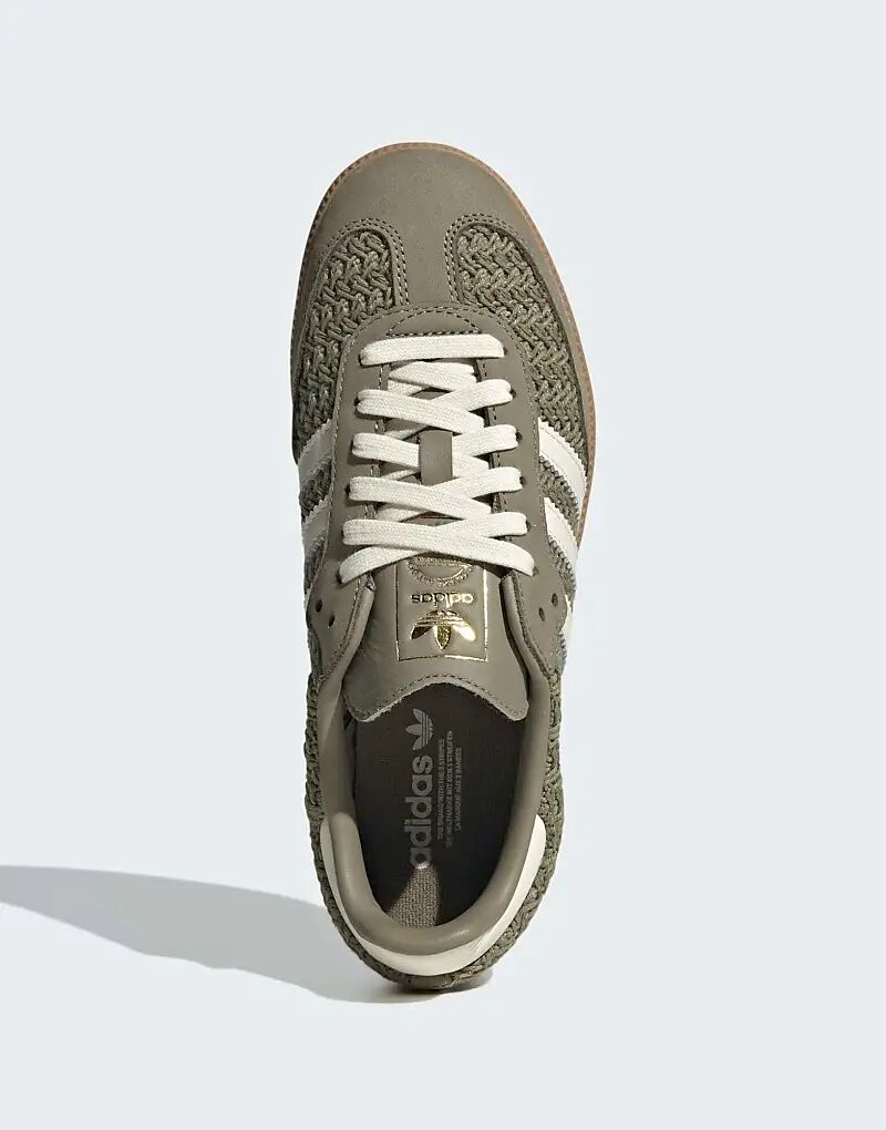 Кроссовки Adidas Originals Samba OG зеленого цвета, связанные крючком — фото 4